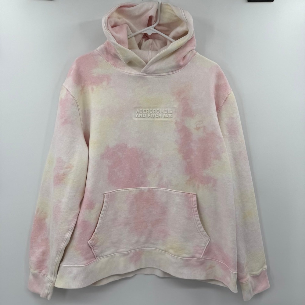 Men's Abercrombie and fitch soft af fleece tie dye pink hoodie size xxl